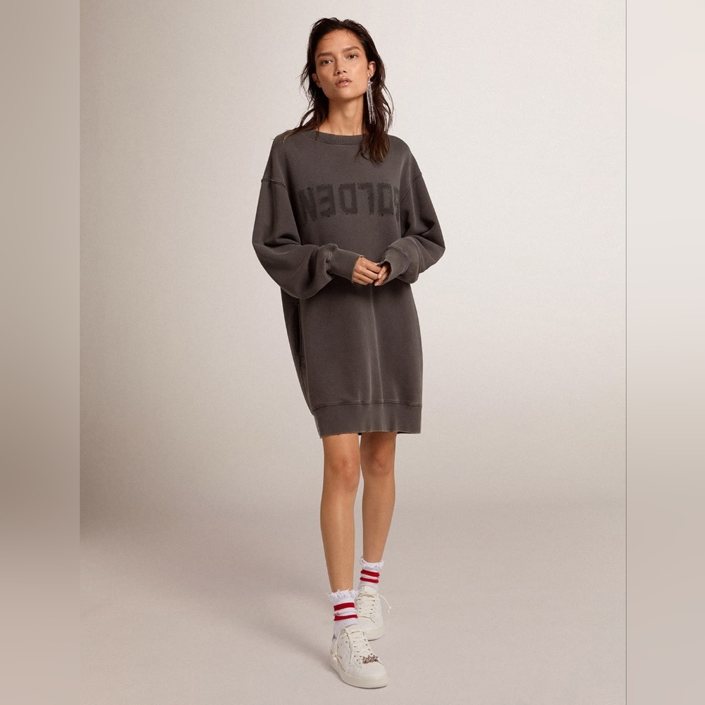 Golden Goose Gray Long Sleeve Sweater Dress